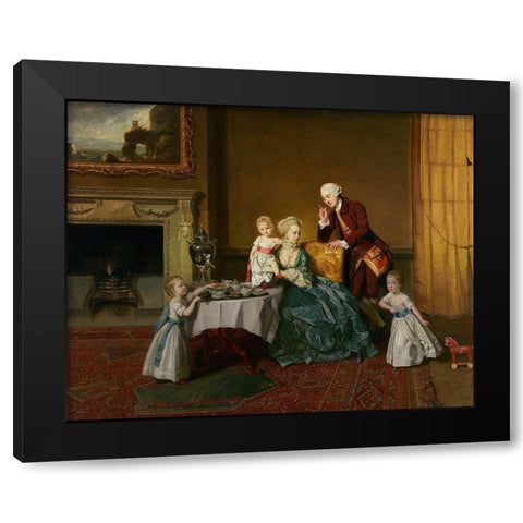 John, Fourteenth Lord Willoughby de Broke, and his Family Black Modern Wood Framed Art Print by Zoffany, Johann
