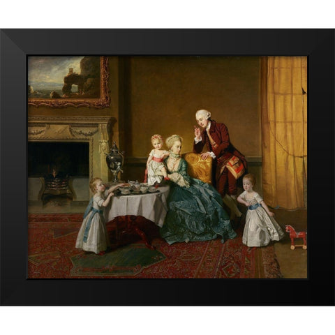 John, Fourteenth Lord Willoughby de Broke, and his Family Black Modern Wood Framed Art Print by Zoffany, Johann
