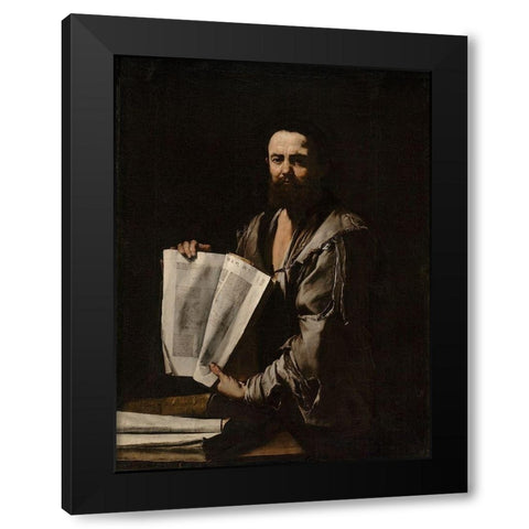 Euclid Black Modern Wood Framed Art Print with Double Matting by de Ribera, Jusepe