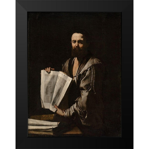 Euclid Black Modern Wood Framed Art Print by de Ribera, Jusepe
