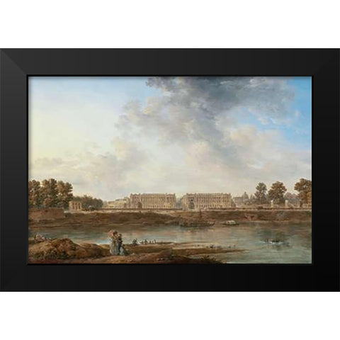 A View of Place Louis XV Black Modern Wood Framed Art Print by Noel, Alexandre-Jean