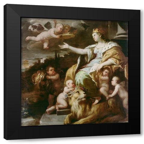 Allegory of Magnanimity Black Modern Wood Framed Art Print with Double Matting by Giordano, Luca