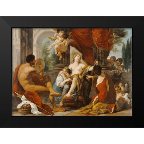 Hercules and Omphale Black Modern Wood Framed Art Print by Garzi, Luigi