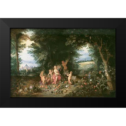 Landscape with Ceres (Allegory of Earth) Black Modern Wood Framed Art Print by Brueghel, Jan II