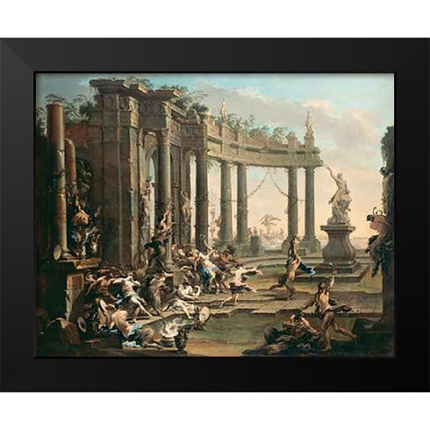 Bacchanale Black Modern Wood Framed Art Print by Magnasco, Alessandro