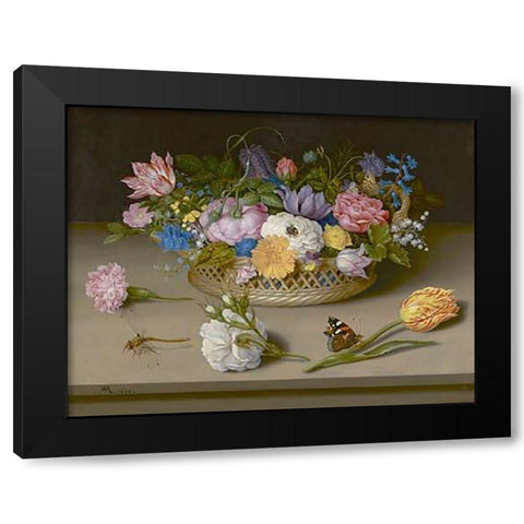 Flower Still Life Black Modern Wood Framed Art Print with Double Matting by Bosschaert, Ambrosius