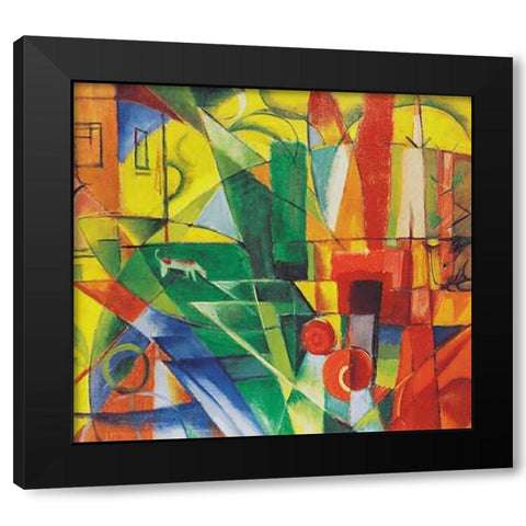 Landscape with House, Dog and Cattle, 1914 Black Modern Wood Framed Art Print with Double Matting by Marc, Franz