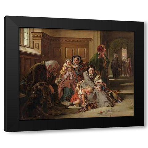 Waiting for the Verdict Black Modern Wood Framed Art Print by Solomon, Abraham