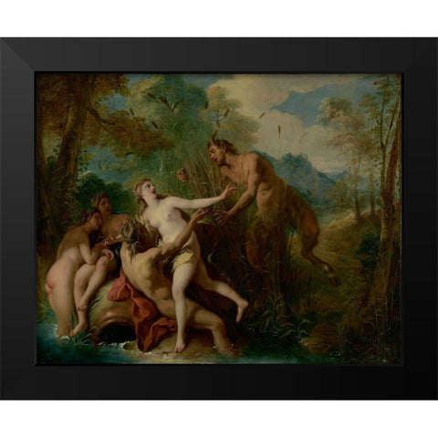 Pan and Syrinx Black Modern Wood Framed Art Print by de Troy, Jean-Francois