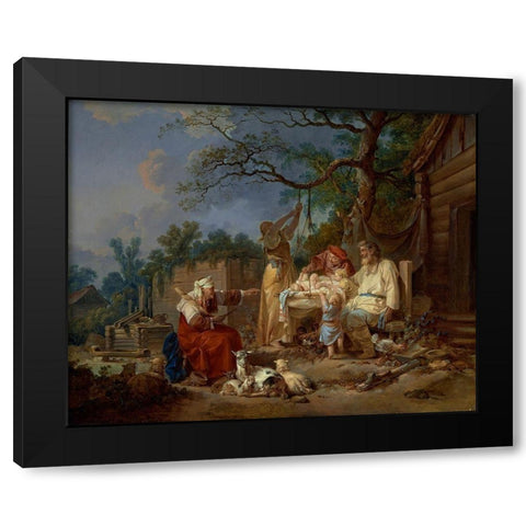 The Russian Cradle Black Modern Wood Framed Art Print with Double Matting by Le Prince, Jean-Baptiste