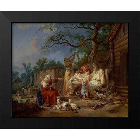 The Russian Cradle Black Modern Wood Framed Art Print by Le Prince, Jean-Baptiste