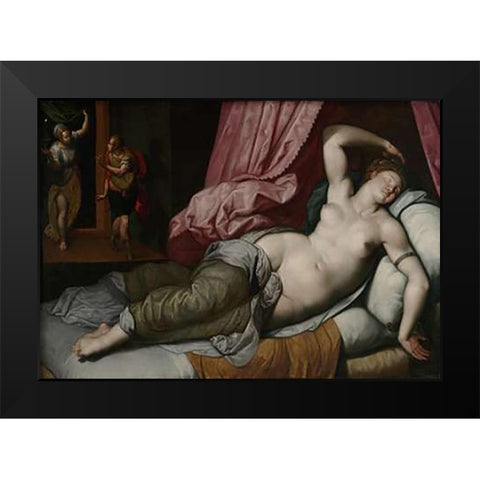 Paris Being Admitted to the Bedchamber of Helen Black Modern Wood Framed Art Print by De Backer, Jacob