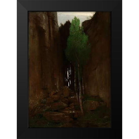 Quell in einer Felsschlucht (Spring in a Narrow Gorge) Black Modern Wood Framed Art Print by Boulin, Arnold