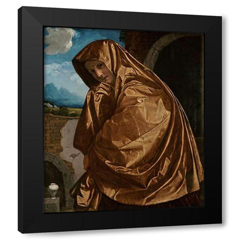 Saint Mary Magdalene at the SepulMuseume Black Modern Wood Framed Art Print by Savoldo, Giovanni Girolamo