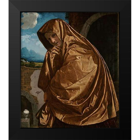 Saint Mary Magdalene at the SepulMuseume Black Modern Wood Framed Art Print by Savoldo, Giovanni Girolamo