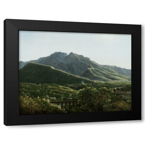 View of the Bridge and Part of the Town of Cava, Kingdom of Naples Black Modern Wood Framed Art Print by Bidauld, Jean-Joseph-Xavier