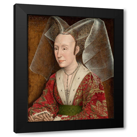 Portrait of Isabella of Portugal Black Modern Wood Framed Art Print with Double Matting by Van der Weyden, Rogier