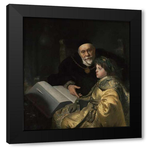 Prince Charles Louis of the Palatinate with his Tutor Wolrad von Plessen in Historical Dress Black Modern Wood Framed Art Print by Lievens, Jan
