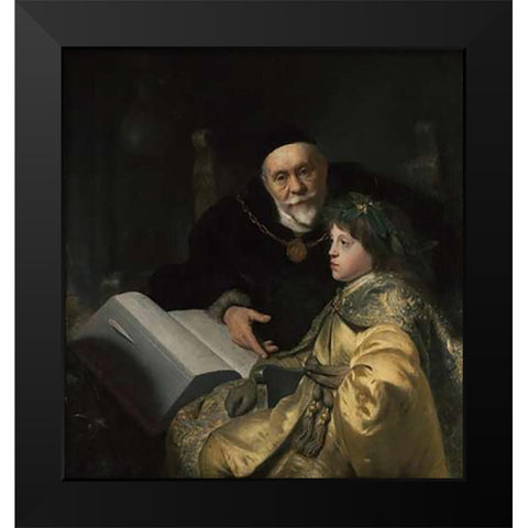 Prince Charles Louis of the Palatinate with his Tutor Wolrad von Plessen in Historical Dress Black Modern Wood Framed Art Print by Lievens, Jan