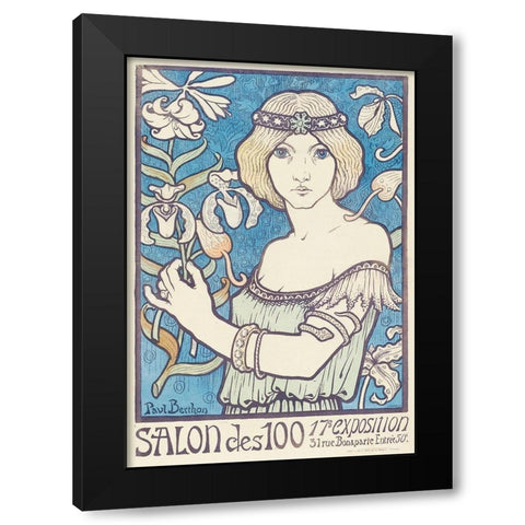 Salon des Cent Black Modern Wood Framed Art Print by Berthon, Paul