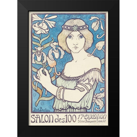Salon des Cent Black Modern Wood Framed Art Print by Berthon, Paul