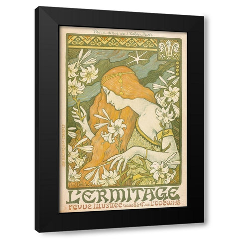 LErmitage Black Modern Wood Framed Art Print with Double Matting by Berthon, Paul