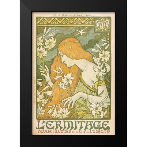 LErmitage Black Modern Wood Framed Art Print by Berthon, Paul