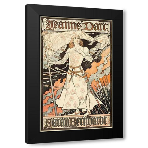 Jeanne dArc-Sarah Bernhardt Black Modern Wood Framed Art Print with Double Matting by Grasset, Grasset