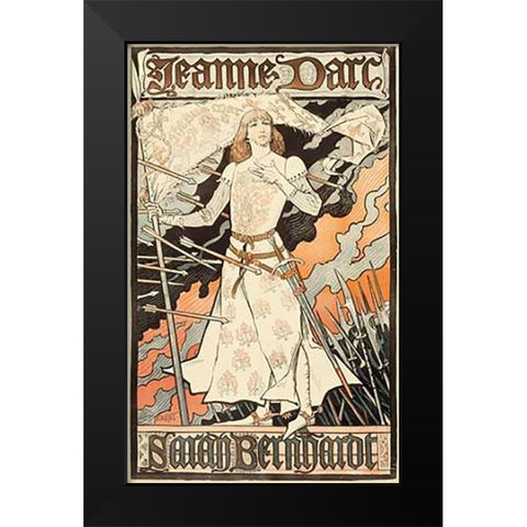 Jeanne dArc-Sarah Bernhardt Black Modern Wood Framed Art Print by Grasset, Grasset