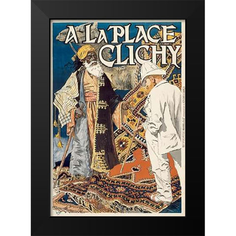 A la Place Clichy Black Modern Wood Framed Art Print by Grasset, Eugene Samuel