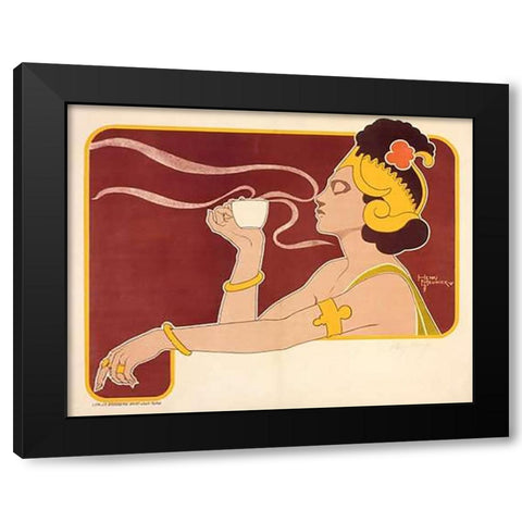 Rajah Black Modern Wood Framed Art Print with Double Matting by Meunier, Henri Georges Jean Isidore