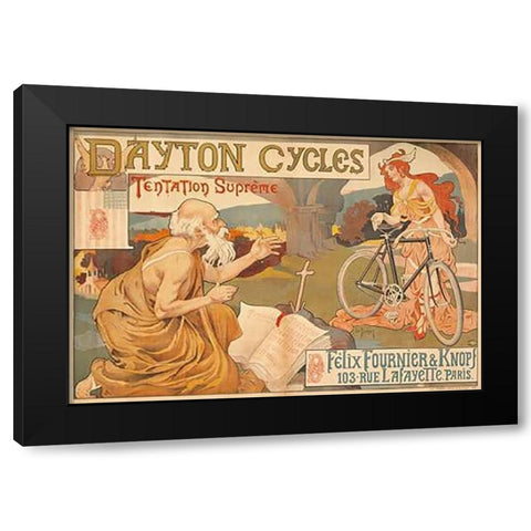 Dayton Cycles Black Modern Wood Framed Art Print with Double Matting by Thiriet, Henry