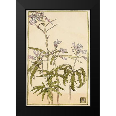 Pink Flowers with Spiky Green Leaves Black Modern Wood Framed Art Print by Overbeck, Hannah Borger