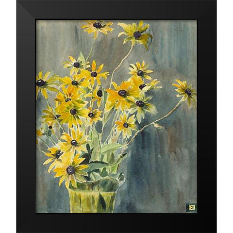 Vase with Blackeyed Susans Black Modern Wood Framed Art Print by Overbeck, Hannah Borger