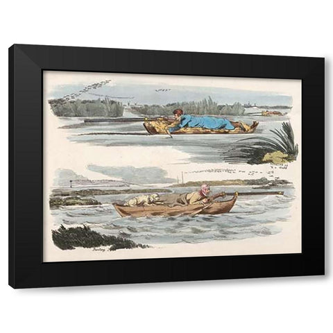 Fowling Working Up To A Wake And Panting, 1817 Black Modern Wood Framed Art Print by Alken, Henry Thomas