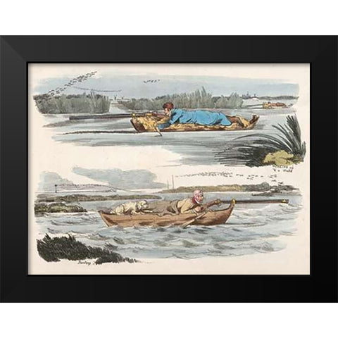 Fowling Working Up To A Wake And Panting, 1817 Black Modern Wood Framed Art Print by Alken, Henry Thomas