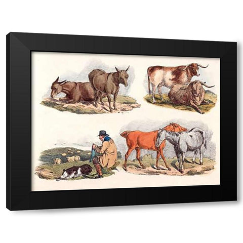 Knitting Shepherd, 1817 Black Modern Wood Framed Art Print with Double Matting by Alken, Henry Thomas