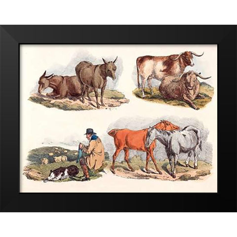Knitting Shepherd, 1817 Black Modern Wood Framed Art Print by Alken, Henry Thomas