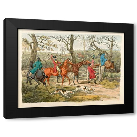 Sportsmen Within An Enclosure, 1817 Black Modern Wood Framed Art Print by Alken, Henry Thomas