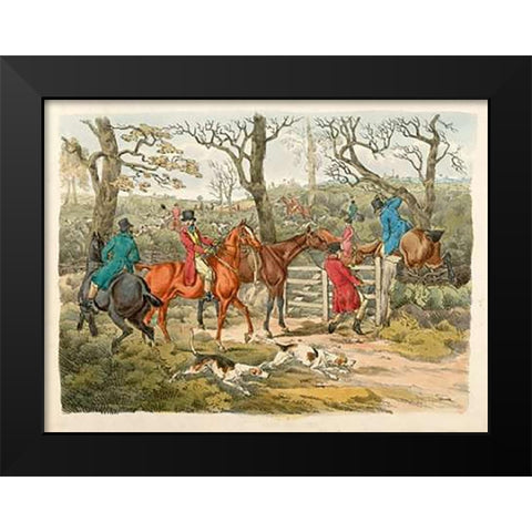 Sportsmen Within An Enclosure, 1817 Black Modern Wood Framed Art Print by Alken, Henry Thomas