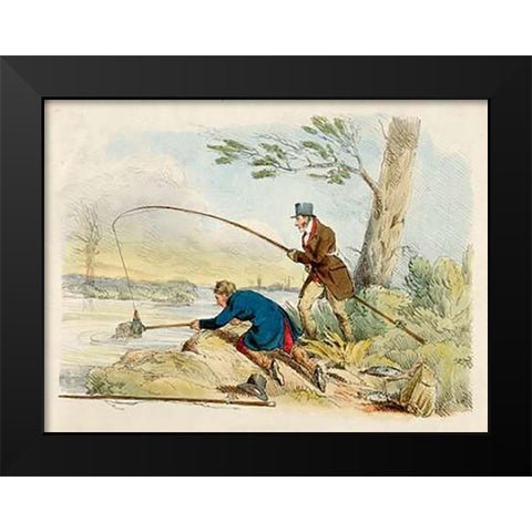 Fishing, 1817 Black Modern Wood Framed Art Print by Alken, Henry Thomas