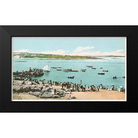 Water Sports At Annisquam, Glouchester, Mass., 1898 Black Modern Wood Framed Art Print by Detroit Publishing Co.