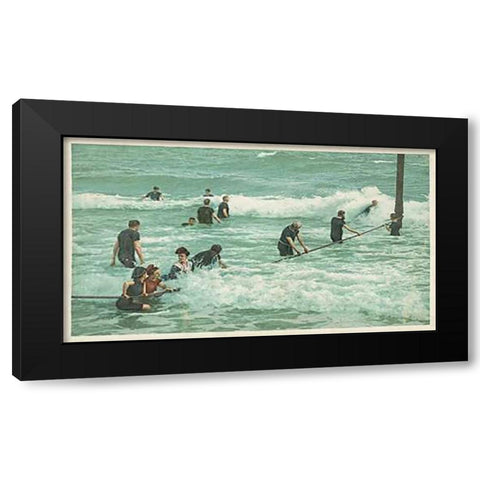 Surf Bathing, Palm Beach, Fla., 1898 Black Modern Wood Framed Art Print by Detroit Publishing Co.