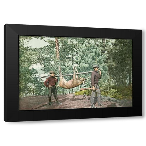 Hunting, Adirondacks, N.Y., 1898 Black Modern Wood Framed Art Print with Double Matting by Detroit Publishing Co.