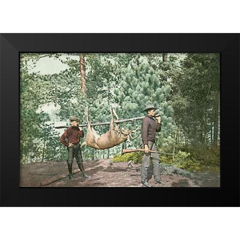 Hunting, Adirondacks, N.Y., 1898 Black Modern Wood Framed Art Print by Detroit Publishing Co.