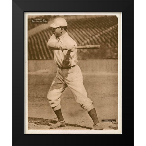 Tris Speaker, Boston American League, 1880 Black Modern Wood Framed Art Print by Leopold Morse Goulston Baseball Collection,