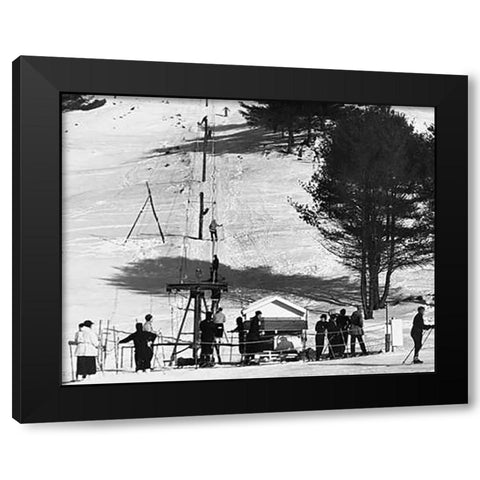 Ski Tow - Hanover, New Hampshire, 1936 Black Modern Wood Framed Art Print by Rothstein, Arthur