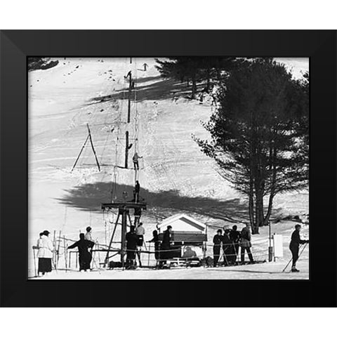 Ski Tow - Hanover, New Hampshire, 1936 Black Modern Wood Framed Art Print by Rothstein, Arthur