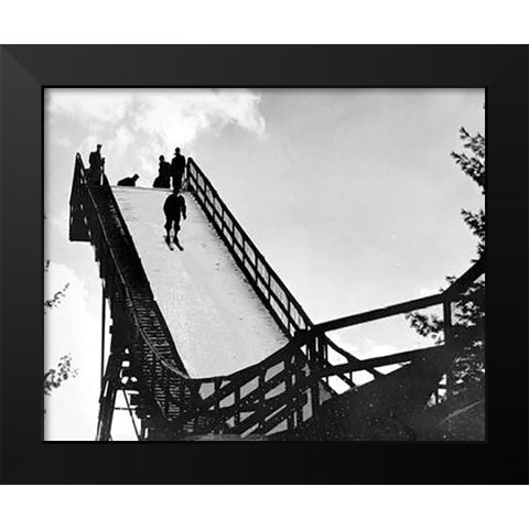 Ski Jump. Hanover, New Hampshire, 1936 Black Modern Wood Framed Art Print by Rothstein, Arthur