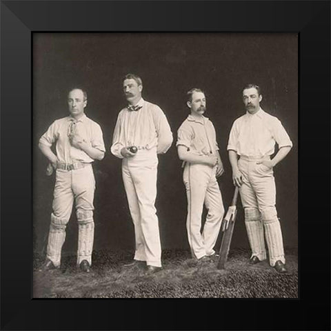 Cricket Players, Unidentified Group Of Four Black Modern Wood Framed Art Print by A.G. Spalding Baseball Collection